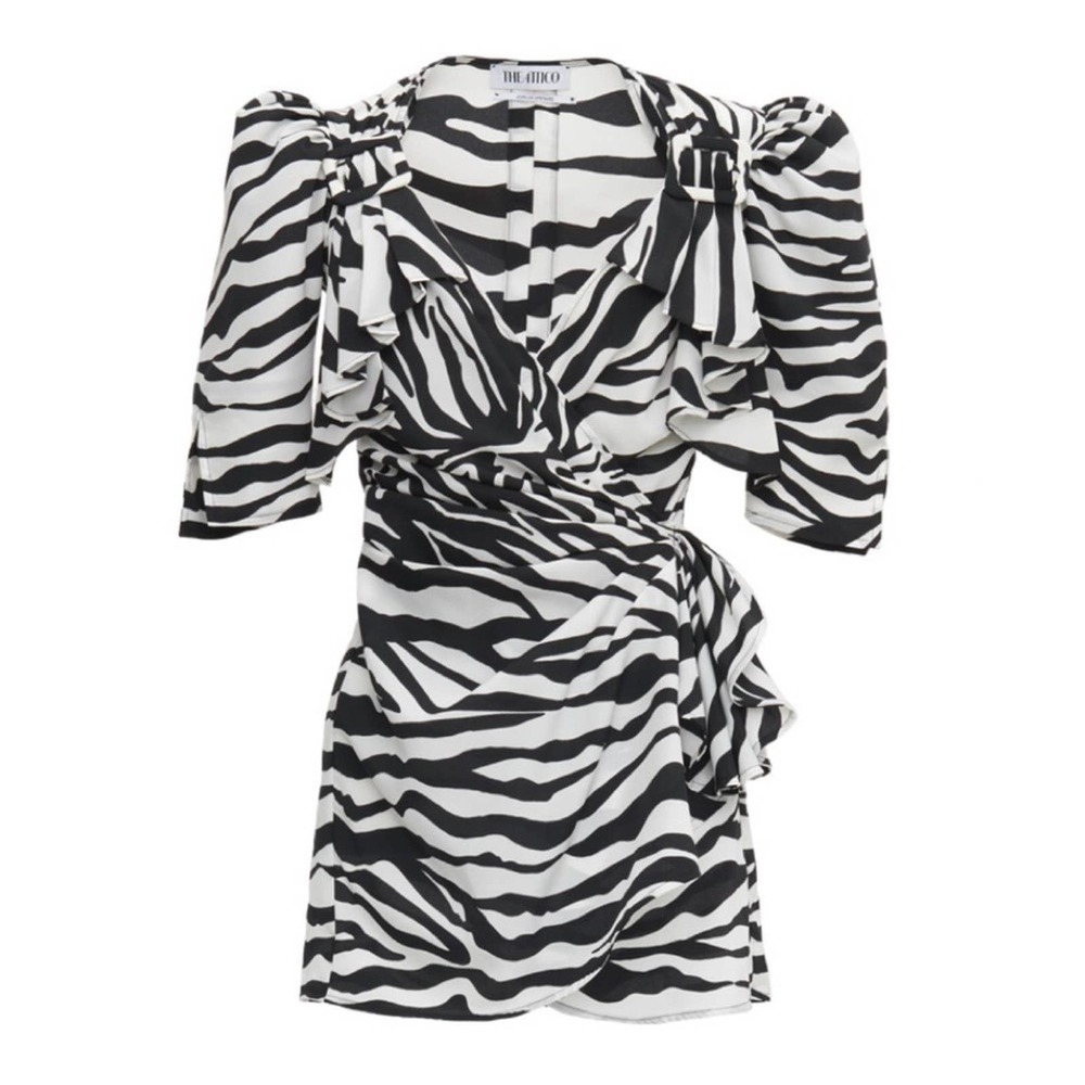 NEW THE ATTICO PAT ZEBRA PRINT MINI DRESS